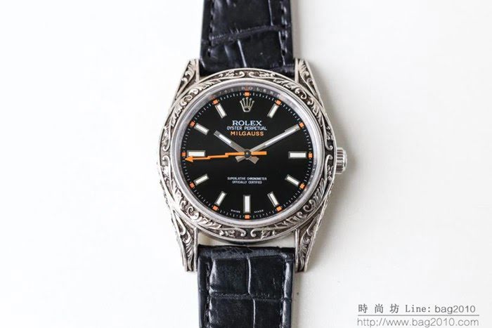 ROLEX勞力士 新品上市 N9最新力作 雕刻手工 純銀殼套 瑞士ETA2824自動上旋機芯 超強防水 鱷魚皮錶帶 高檔男士腕表  wssb4775